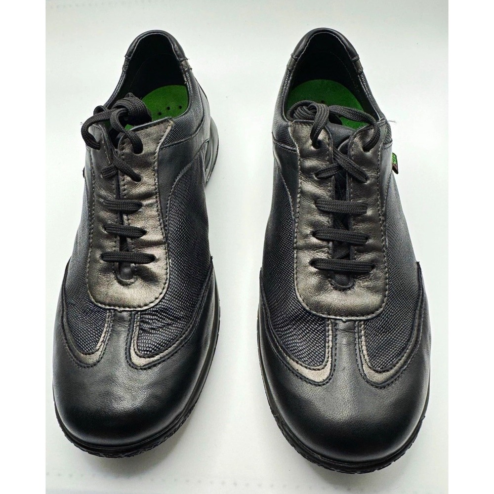 Mephisto Sano Men's 7.5 Black Leather Mesh Lace-Up Comfort Sneakers *flaws*